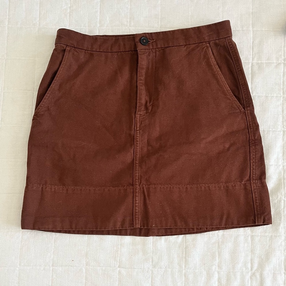 Everlane Skirt Women’s size 8 brown Canvas A line mini short skirt with pockets